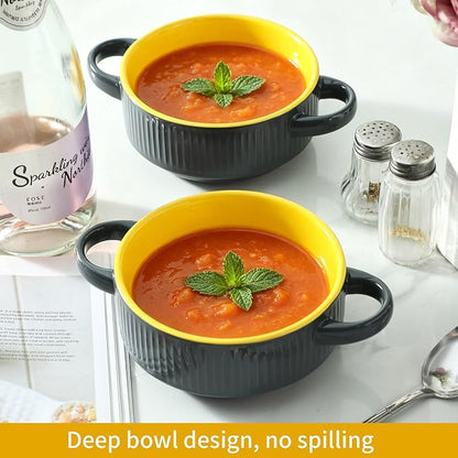 Soup Bowls with Handles, 23 oz French Onion Soup Crocks, Stackable Soup Bowl - Image 5