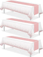 3Pcs White and Rose Gold Tablecloth Party Decorations, Plastic White Table by MASHAN