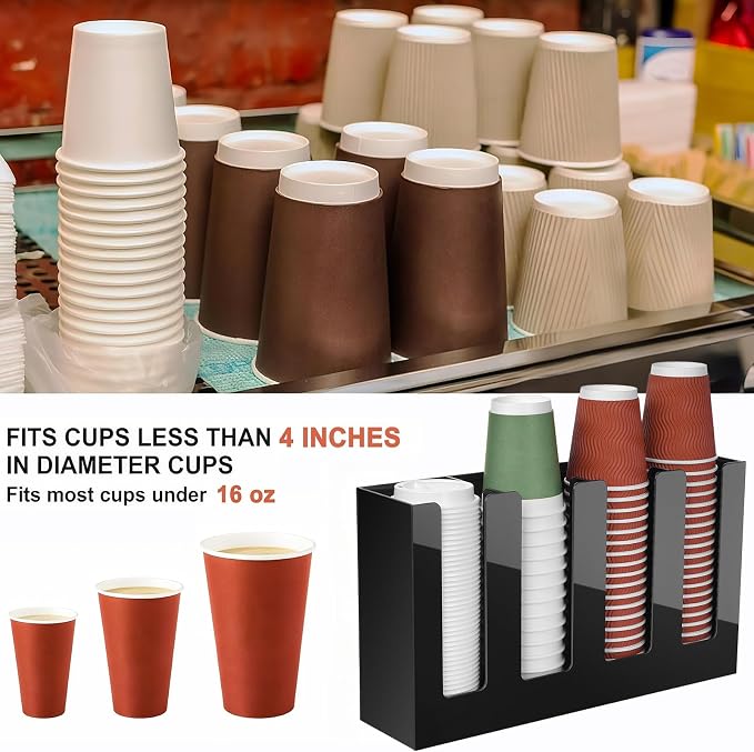 Coffee Cup Holder, Cup and Lid Organizer fits 5 to 16 oz Disposable Cups | - Image 6