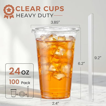 VITEVER Plastic Cups with Lids and Straws, Disposable Cups - Image 2