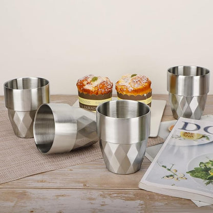 Beasea Stainless Steel Cup, 10 oz Set of 4 Stackable Stainless Steel Insulated - Image 7