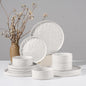 HaWare Dinnerware Sets, 12-Piece Plates and Bowls Set, Speckled White | by HaWare