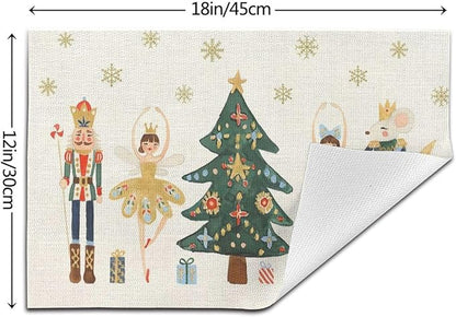 Merry Christmas Placemats 12x18 Inches Set of 4,Christmas Nutcracker Decorative Rectangle Winter Decoration Table Mats for Party, Home Kitchen,Dining Table Decoration