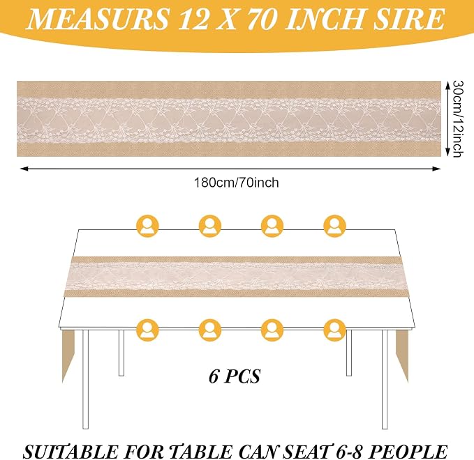 Xinnun 6 Pack Burlap Table Runner - Image 7