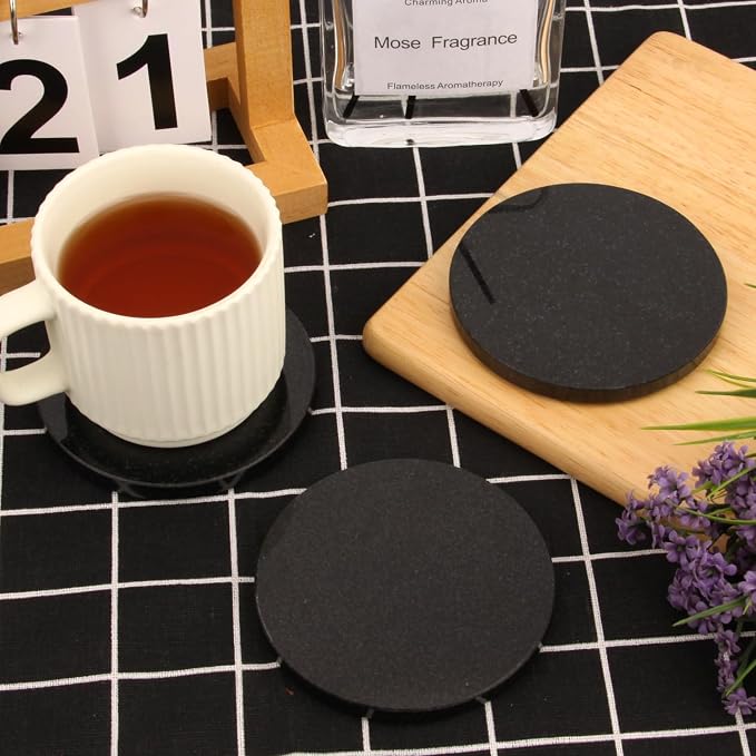 Natural Marble Coasters Set of 4, 4 inch Round Stone Coasters - Image 8