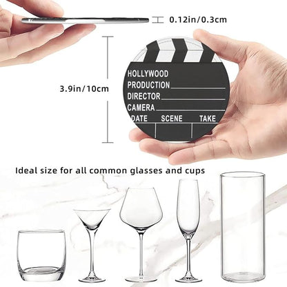Movie Cinema Lapper Board Drinking Coasters PU Leather Coaster - Image 3