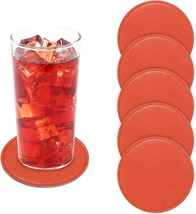 uxcell 5Pcs PU Leather Coasters by uxcell