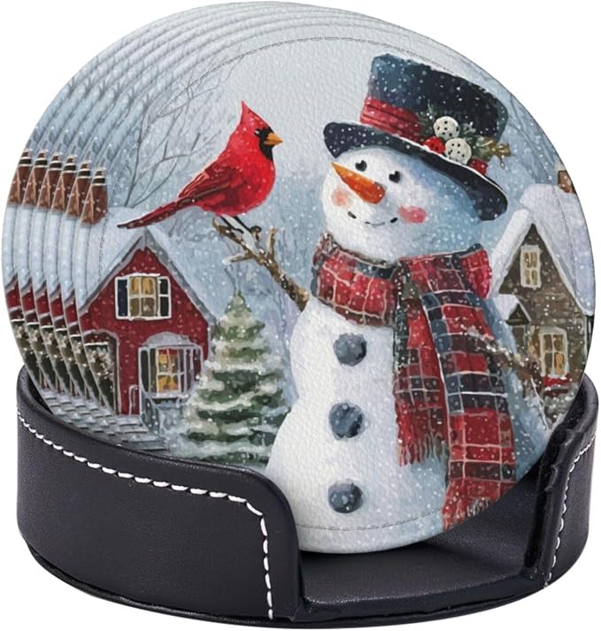 Christmas Snowman Red Bird Coasters - Image 2