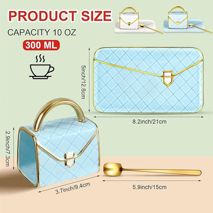 Zubebe 2 Sets Coffee Mug Elegant Handbag Shaped Cup Modern Ceramic Purse Mug - Image 2