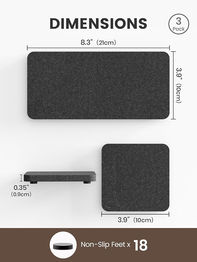 Fluxynara Felt Coasters for Drinks, Mixed Sizes, Charcoal Gray | 8 x 4 and 4 x - Image 2