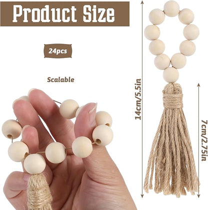 24 Pcs Wood Bead Napkin Rings - Image 2