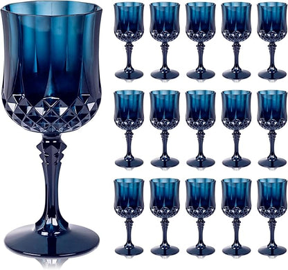 Ciaell 24 Pack Blue Plastic Wine Glasses by Ciaell