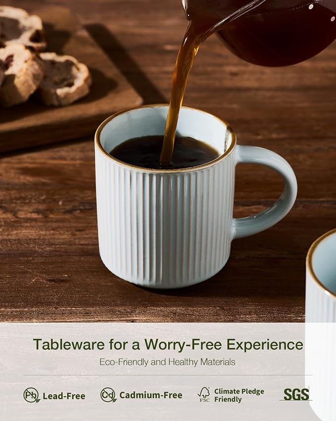 famiware Star Coffee Mug Set for 6, Handcrafted 12 oz Ceramic Stoneware Mugs - Image 6