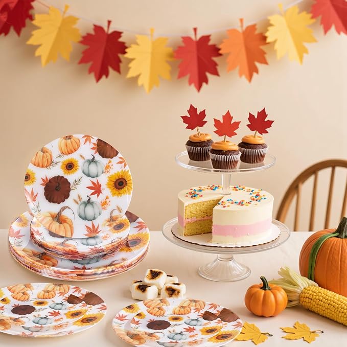 24Pcs Thanksgiving Plastic Plates - Image 4
