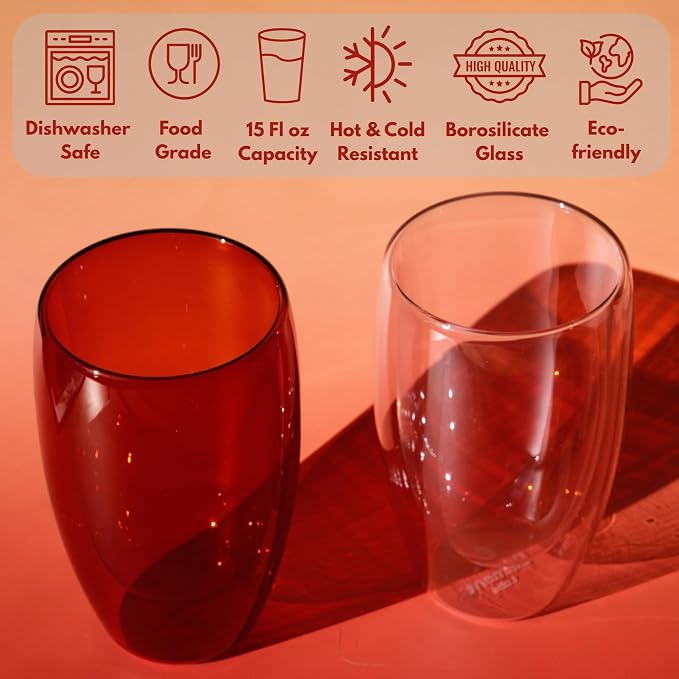 Double Walled Coffee Glass Set of 2 - Image 2