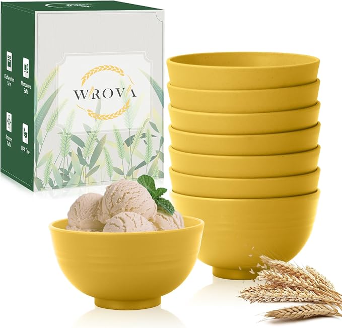 wheat straw icecream bowls 10oz set of 8 by WROVA