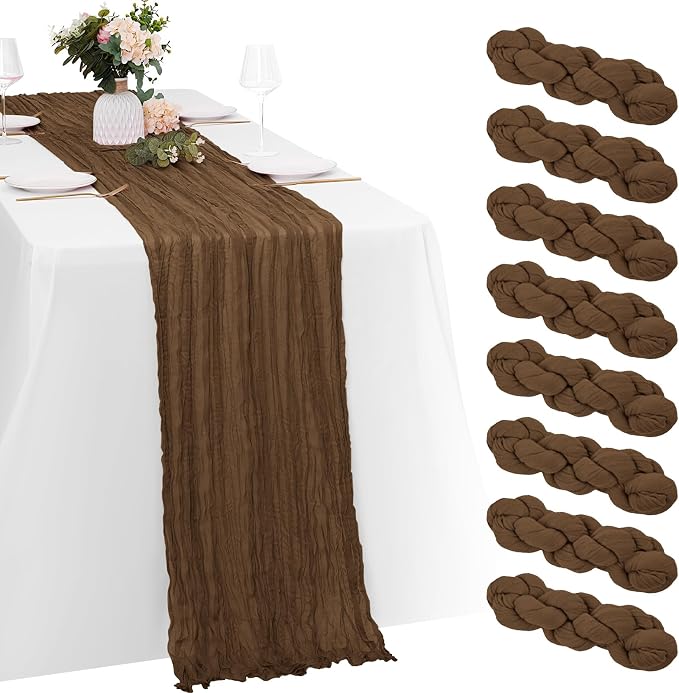 8 Pack Brown Cheesecloth Table Runners 20x120 Inch Gauze Table Runner Cheese by Yorcari