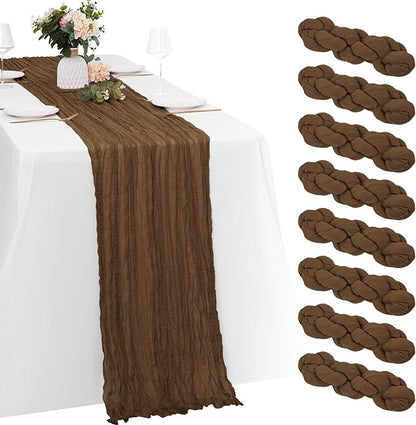 8 Pack Brown Cheesecloth Table Runners 20x120 Inch Gauze Table Runner Cheese by Yorcari