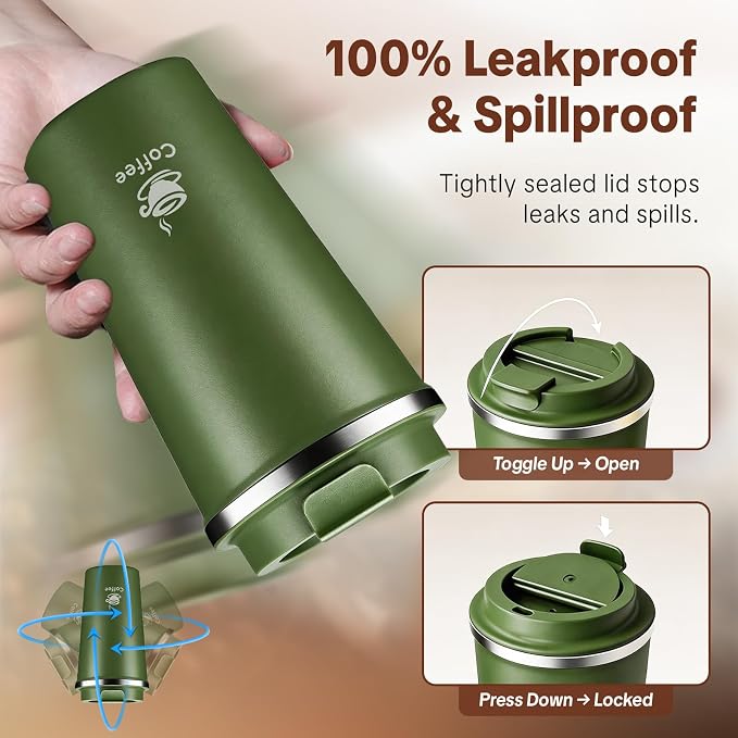 17oz Travel Coffee Mug, Leakproof Vacuum Coffee Cup Insulated Tumbler | 304 - Image 5