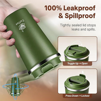 17oz Travel Coffee Mug, Leakproof Vacuum Coffee Cup Insulated Tumbler | 304 - Image 5