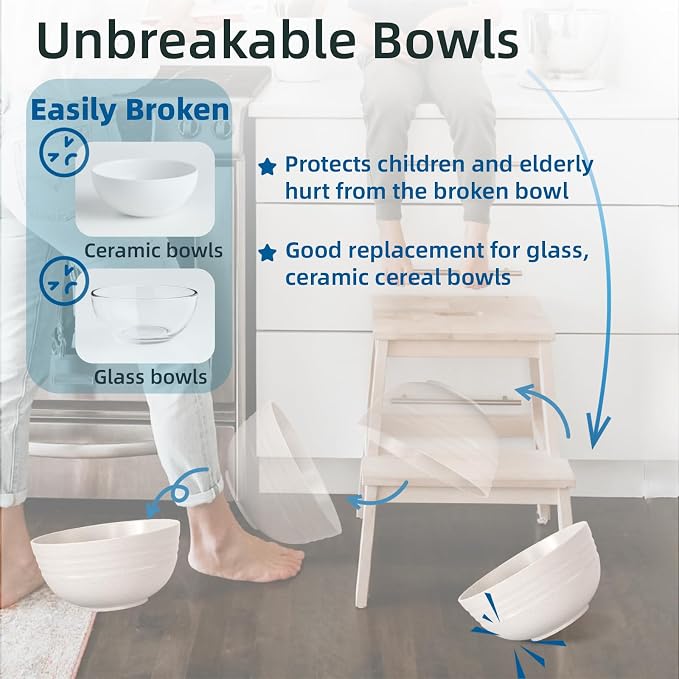 34 Oz Big Bowls， Soup Bowls BPA-Free Dishwasher & Microwave Safe Bowl Sets - Image 6