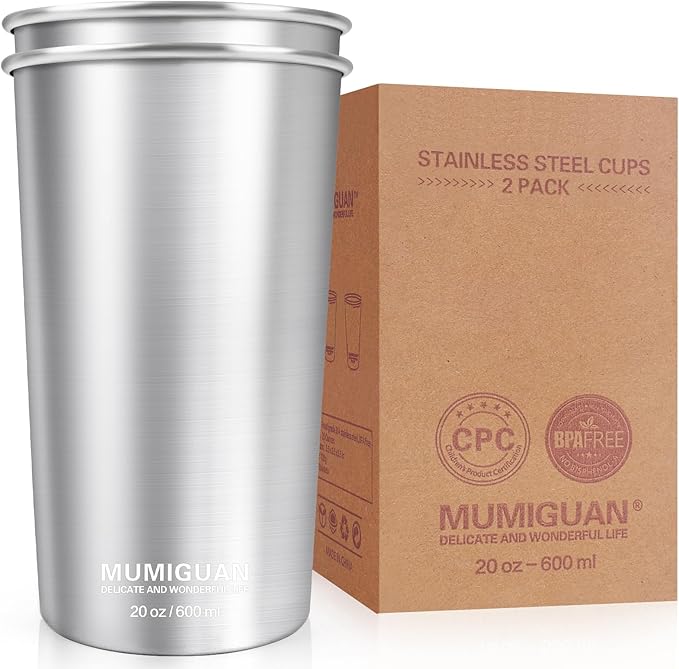 Stainless Steel Cups 20oz/600ml, Stainless Steel Pint Tumbler | Camping by MUMIGUAN