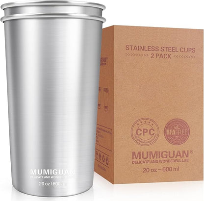 Stainless Steel Cups 20oz/600ml, Stainless Steel Pint Tumbler | Camping by MUMIGUAN