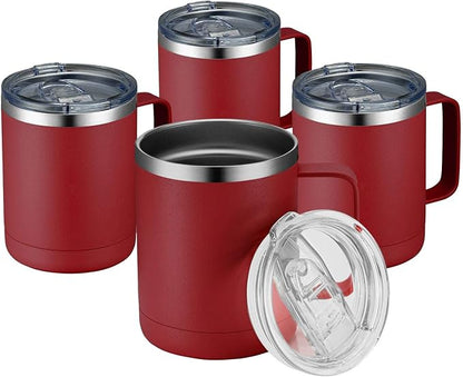 MEWAY 12oz Coffee Mug With Handle 4 Pack Bulk, Stainless Steel Insulated Travel by MEWAY