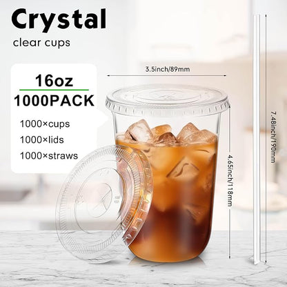 Ziliny 1000 Sets 16 oz Clear Plastic Cups - Image 3