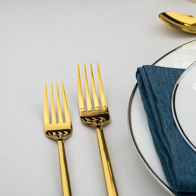 Alata Potter Gold 20-Piece Forged Silverware Set with Utensil-Serving Set, Service for 4, Stainless Steel Flatware Set, Modern Design with Mirror Finish, Ideal for Home, Kitchen, Party, Camping