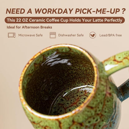 Handmade 22oz Ceramic Coffee Mug, Ergonomic Large Handle, Ideal Gift - Image 7