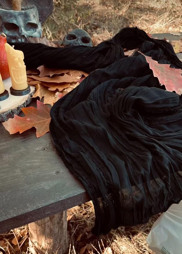 6Pack Black Cheesecloth Table Runners, 17 x 108 inch Black Table Runners | - Image 7