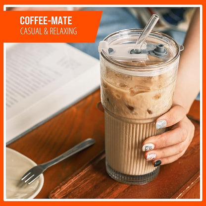 20oz Glass Tumblers with Lids and Straws - Image 7