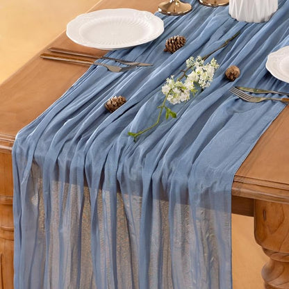 Dusty Blue Cheesecloth Table Runner 160 Inches 10 Pack Gauze Table Runner | - Image 5