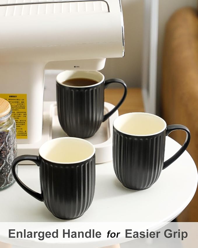 HASENSE 16oz Ceramic Coffee Mugs Set of 4, Modern Lightweight, Tea & Cocoa - Image 7