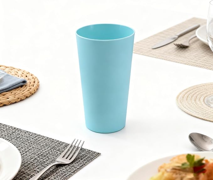 32 oz Plastic Cups Large Reusable set 12, Plastic Tumblers Vibrant | Food Grade - Image 5