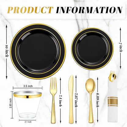 175PCS Black and Gold Plates - Image 3
