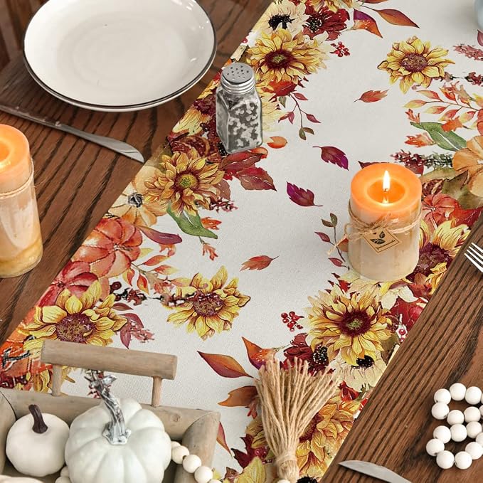 Artoid Mode 210 GSM Fall Table Runner 13x48 Inch Home Party Decor | Sunflower - Image 7