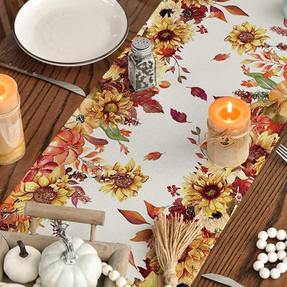 Artoid Mode 210 GSM Fall Table Runner 13x120 Inch Home Party Decor | Sunflower - Image 7