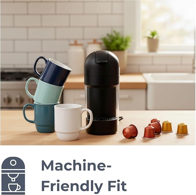 Stackable Porcelain Coffee Mug Set of 4 – 16oz Large Handle, Space-Saving - Image 5