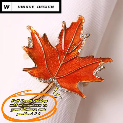 Decorative Napkin Rings Set of 4,Holders Decor Dinner Party,Wedding,Anniversary,Birthday,Table Decor Gift (Red Maple Leaf)