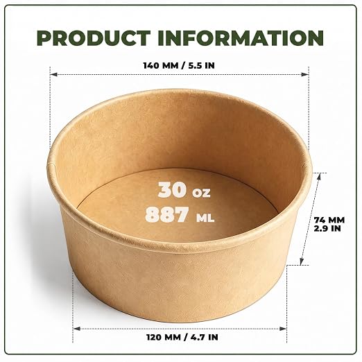 TOPtoper 80 Pcs 30 Oz【WITHOUT LIDS】 Large Paper Bowls Disposable Soup Bowls - Image 4