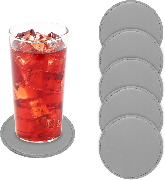 uxcell 5Pcs PU Leather Coasters by uxcell