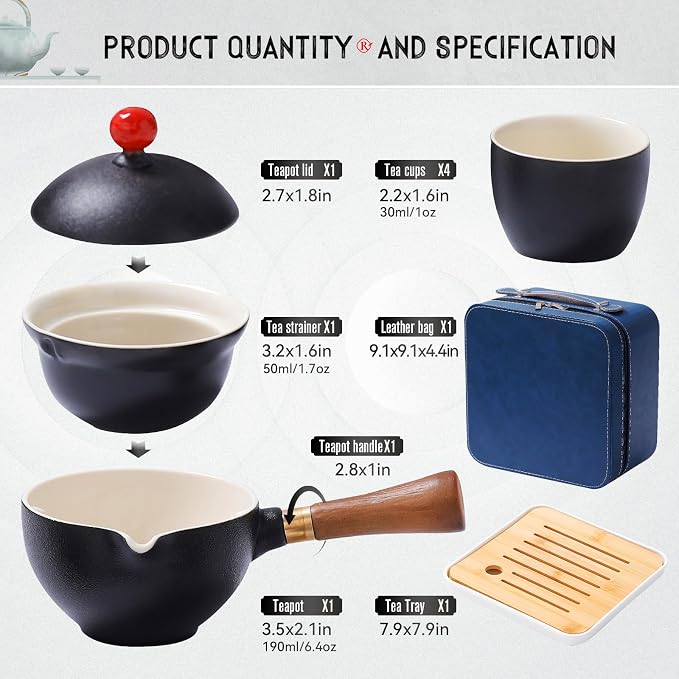 Chinese Tea Set, Chinese Gongfu Tea Set, Portable Teapot Set - Image 4
