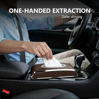 Faux Leather Car Tissue Holder for Interior, Armrest & Back Seat Tissue - Image 3