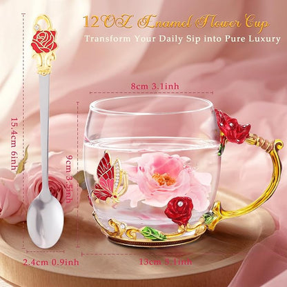 Women Glass Tea Coffee Pretty Cup Cute Mug Tween College Country Girl 18 19 - Image 6