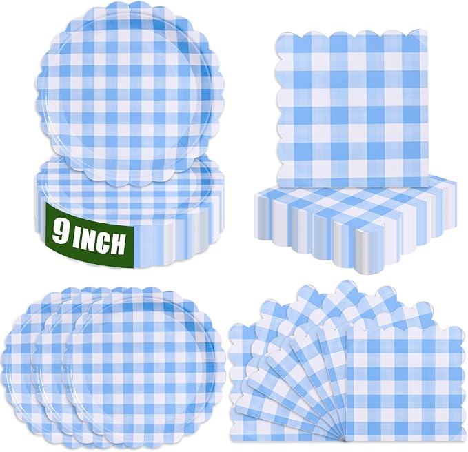 40 Pcs Paper Plates and Napkins Party Supplies Set by ZJJZOAA