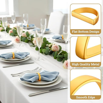Suream Stainless Steel Napkin Rings, Modern Serviette Buckles - Image 3