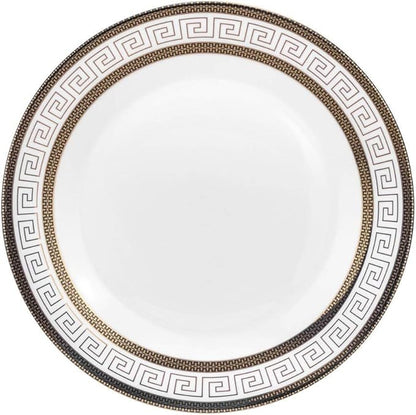 Euro Porcelain 57-pc Banquet Dinnerware Set, Luxury Tableware Dining Service for 8 (Greek Key Dark)