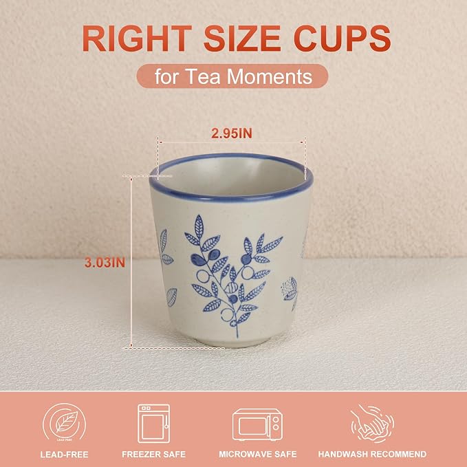 6.7 Ounce Janpanese Tea Cup Set of 4, Handle-less Espresso Cups Set - Image 2